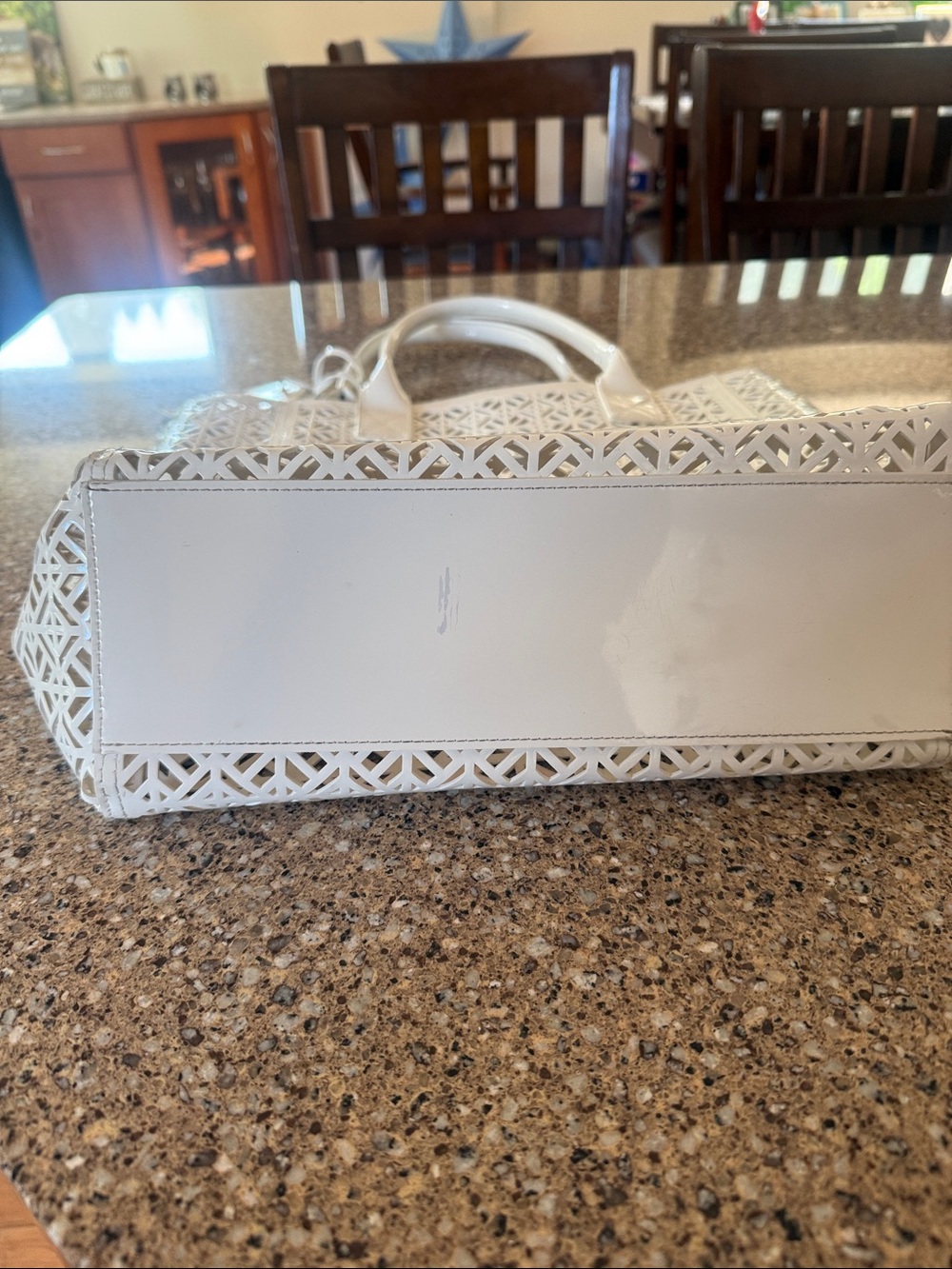 Tory Burch White Laser-Cut Leather Tote - Picture 4 of 6